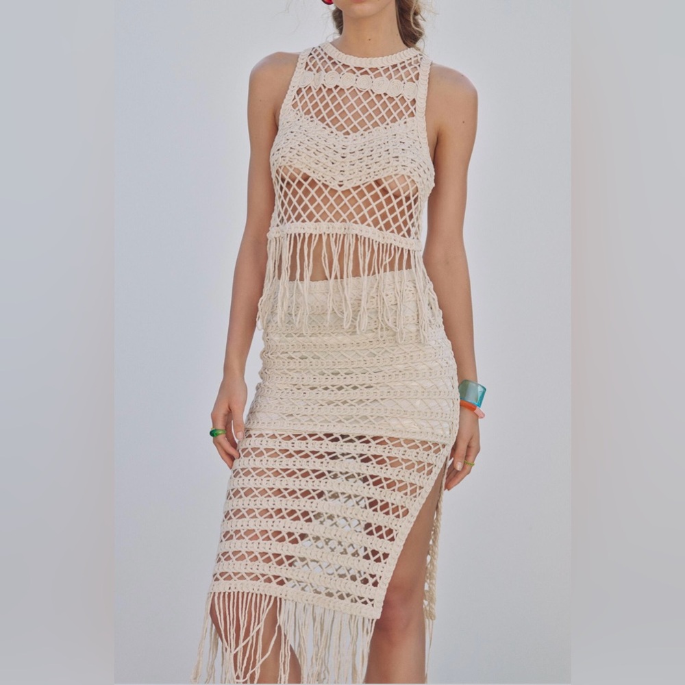 Zara Cream Crochet Tank Top - Picture 3 of 12